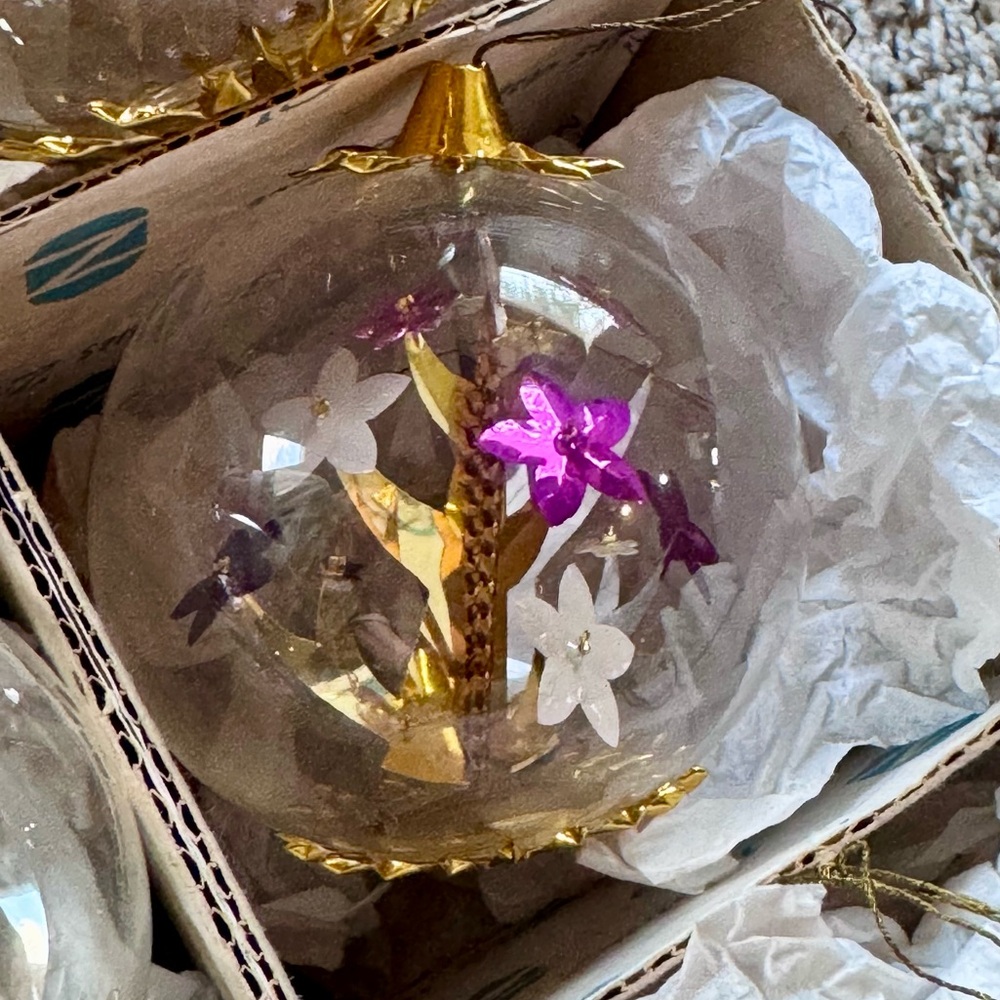 Resl Lenz Set of 6 Colorful Foil & Glass Ornaments- Vintage - Picture 5 of 9